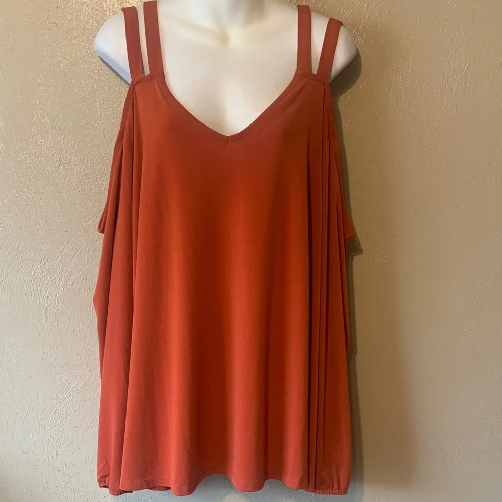 Torrid 3x Women's Spice Long Sleeve Cold-Shoulder Double Strap V-Neck Top - Picture 1 of 6
